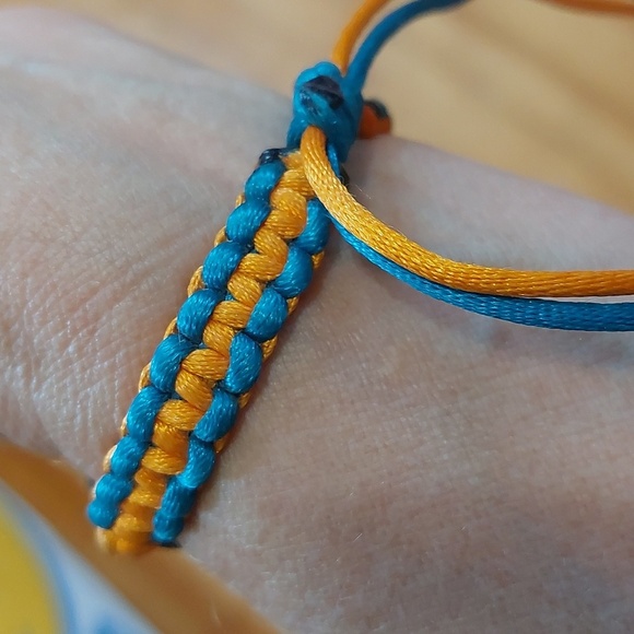 Orange Blue Adjustable Corded Bracelet BOHO Butterfly Painted Ankle - Picture 2 of 3